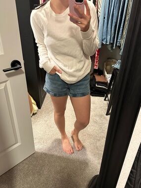 Vince Ivory Ribbed Crewneck Long Sleeve Top